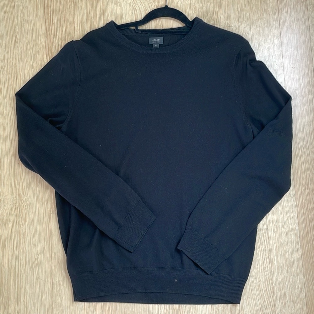 Black Merino Wool Sweater, JCrew, Size XL